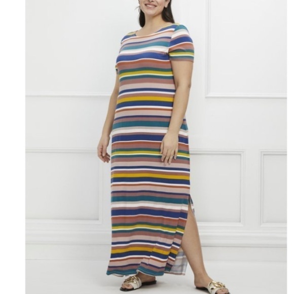 Eloquii Elements Women's Plus Size Striped Maxi Dress with Twist Back sz 18/20 - Picture 2 of 11